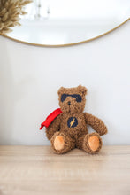 Load image into Gallery viewer, Personalised Alimrose Super Hero Ted 29cm sitting on shelf