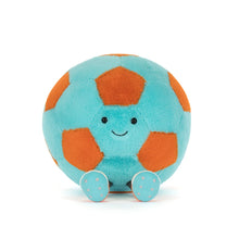 Load image into Gallery viewer, Jellycat Amuseables Football Plush toy soccer ball with a smiling face on a white background