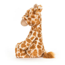 Load image into Gallery viewer, Jellycat Bashful Plush giraffe toy with brown and white pattern on a white background