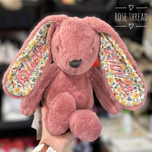 Load image into Gallery viewer, Personalised Jiggle & Giggle Medium Bunny | Floral Raspberry