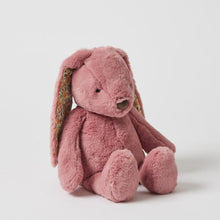 Load image into Gallery viewer, Personalised Jiggle & Giggle Medium Bunny | Floral Raspberry side view