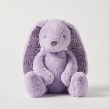 Load image into Gallery viewer, Purple plush bunny with floral ears on a white background Personalised Jiggle & Giggle Medium Bunny | Floral Lilac