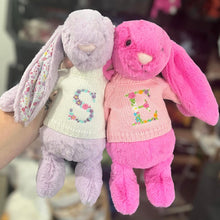 Load image into Gallery viewer, Pink Personalised Jellycat Sweater with floral letter