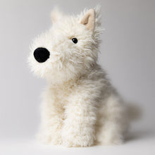 Load image into Gallery viewer, White plush toy dog on a light gray background Jellycat Munro Scottie Dog
