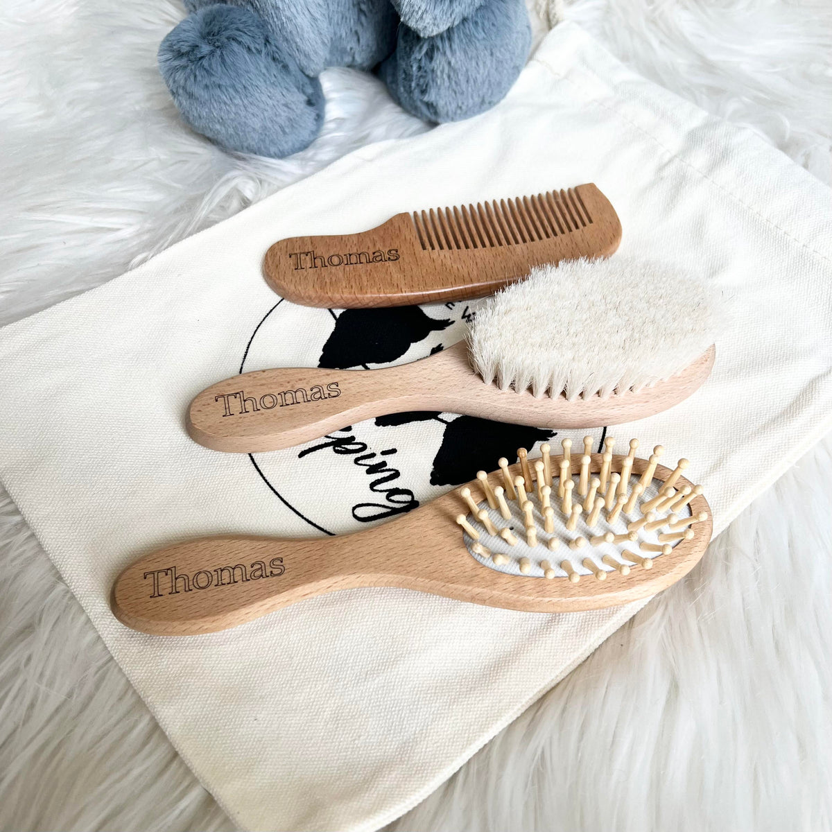 Personalised Baby Hair Brush Set 3 Pieces Made While They're Sleeping