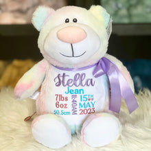 Load image into Gallery viewer, Personalised Pastel Rainbow Bear Cubby