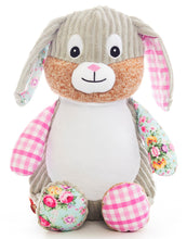 Load image into Gallery viewer, Personalised Harlequin Bunny Cubbie Pink