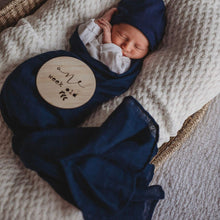 Load image into Gallery viewer, Navy Blue Muslin Swaddle Organic Cotton
