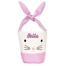 Load image into Gallery viewer, Personalised Easter Bunny Basket Pink Gingham