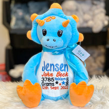Load image into Gallery viewer, Personalised Dinosaur Blue Teddy