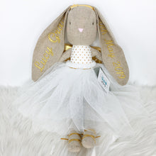 Load image into Gallery viewer, Personalised Alimrose Estelle Linen Angel Bunny - Gold 50cm