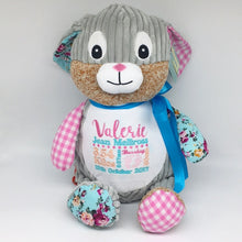 Load image into Gallery viewer, Personalised Harlequin Bunny Cubbie Pink