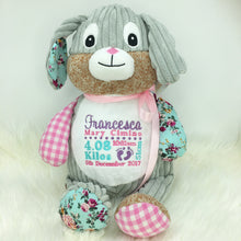 Load image into Gallery viewer, Personalised Harlequin Bunny Cubbie Pink