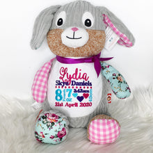 Load image into Gallery viewer, Personalised Harlequin Bunny Cubbie Pink