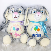 Load image into Gallery viewer, Personalised Grey Bunny Cubby