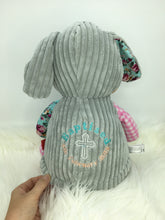 Load image into Gallery viewer, Personalised Harlequin Bunny Cubbie Pink