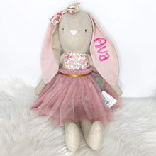 Load image into Gallery viewer, Personalised Alimrose Linen Pearl Cuddle Bunny - Blush 55cm