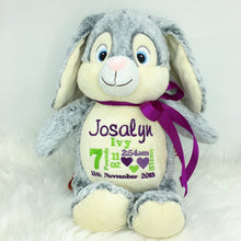Load image into Gallery viewer, Personalised Grey Bunny Cubby