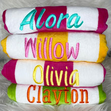 Load image into Gallery viewer, Personalised Striped Beach Towel - various colours