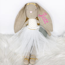 Load image into Gallery viewer, Personalised Alimrose Estelle Linen Angel Bunny - Gold 50cm