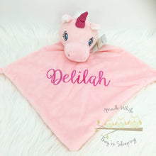 Load image into Gallery viewer, Personalised Pink Unicorn Blankie comforter soother
