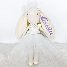 Load image into Gallery viewer, Personalised Alimrose Angel Bunny Gold 50cm