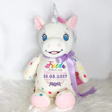 Load image into Gallery viewer, Personalised Spotty Unicorn Cubby