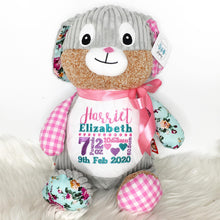 Load image into Gallery viewer, Personalised Harlequin Bunny Cubbie Pink