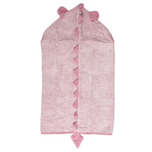 Load image into Gallery viewer, Personalised Hooded Dinosaur Towel - pink