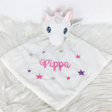 Load image into Gallery viewer, Personalised White Unicorn Blankie Soother Comforter