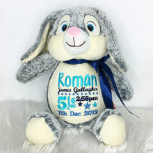 Load image into Gallery viewer, Personalised Grey Bunny Cubby
