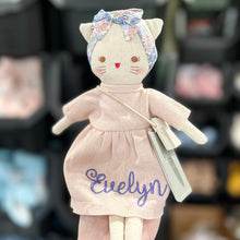 Load image into Gallery viewer, Personalised Alimrose Mini Lilly Kitty Pink Linen 26cm