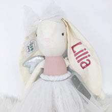 Load image into Gallery viewer, Personalised Alimrose Angel Bunny Silver 50cm