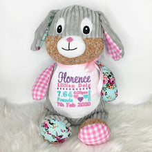 Load image into Gallery viewer, Personalised Harlequin Bunny Cubbie Pink