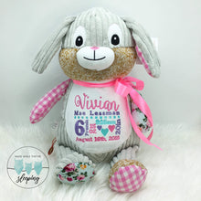 Load image into Gallery viewer, Personalised Harlequin Bunny Cubbie Pink