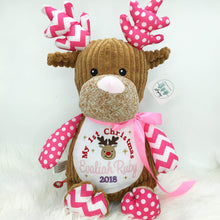 Load image into Gallery viewer, Personalised Harlequin Reindeer Cubby - Pink
