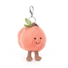 Load image into Gallery viewer, Jellycat Amuseables Plush peach character keychain with a white background
