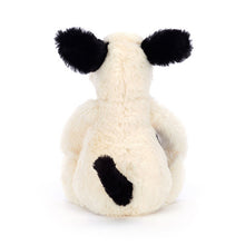 Load image into Gallery viewer, Jellycat Bashful Black &amp; Cream Puppy | LITTLE White plush toy with black accents on a white background

