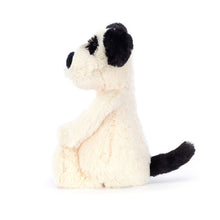 Load image into Gallery viewer, Jellycat Bashful Black &amp; Cream Puppy | LITTLE Plush toy dog with black ears and tail on a white background
