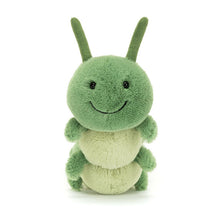 Load image into Gallery viewer, Jellycat Green plush toy with a smiling face on a white background
