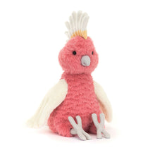 Load image into Gallery viewer, Jellycat Sqawkatoo Pink plush toy with white accents on a white background
