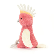 Load image into Gallery viewer, Jellycat Sqawkatoo Plush toy parrot with a red body and white crest on a white background
