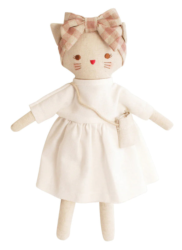 Personalised Alimrose Mini Lilly Kitty Ivory Rose Linen 26cm