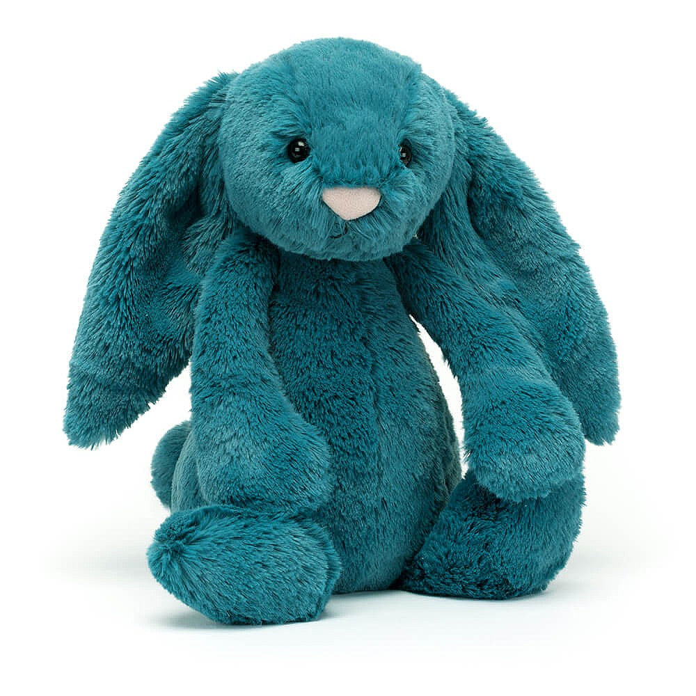 Personalised Jellycat Bashful Bunny Medium - Mineral Blue front view