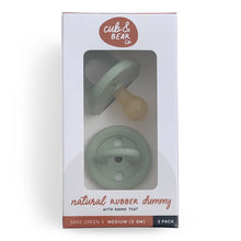 Load image into Gallery viewer, Sage Green Natural Rubber Dummy Twin Pack  - Cub and Bear Co
