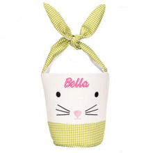 Load image into Gallery viewer, Personalised Easter Bunny Basket Green Gingham

