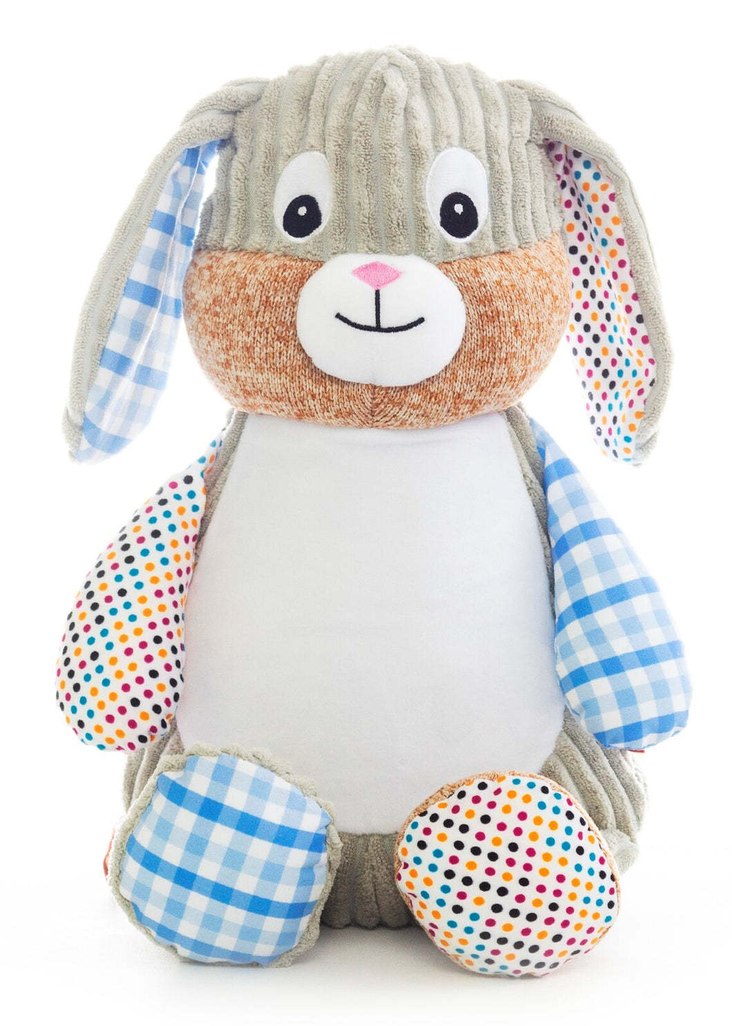 Personalised Harlequin Bunny Cubby Blue