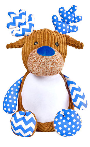 Personalised Harlequin Reindeer Cubby - Blue
