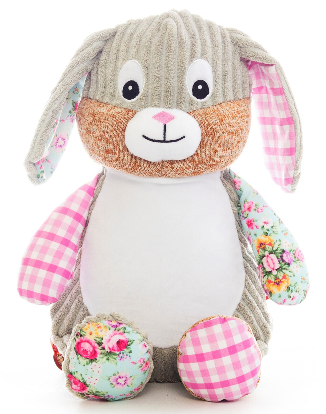 Personalised Harlequin Bunny Cubbie Pink