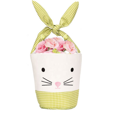 Personalised Easter Bunny Basket Green Gingham